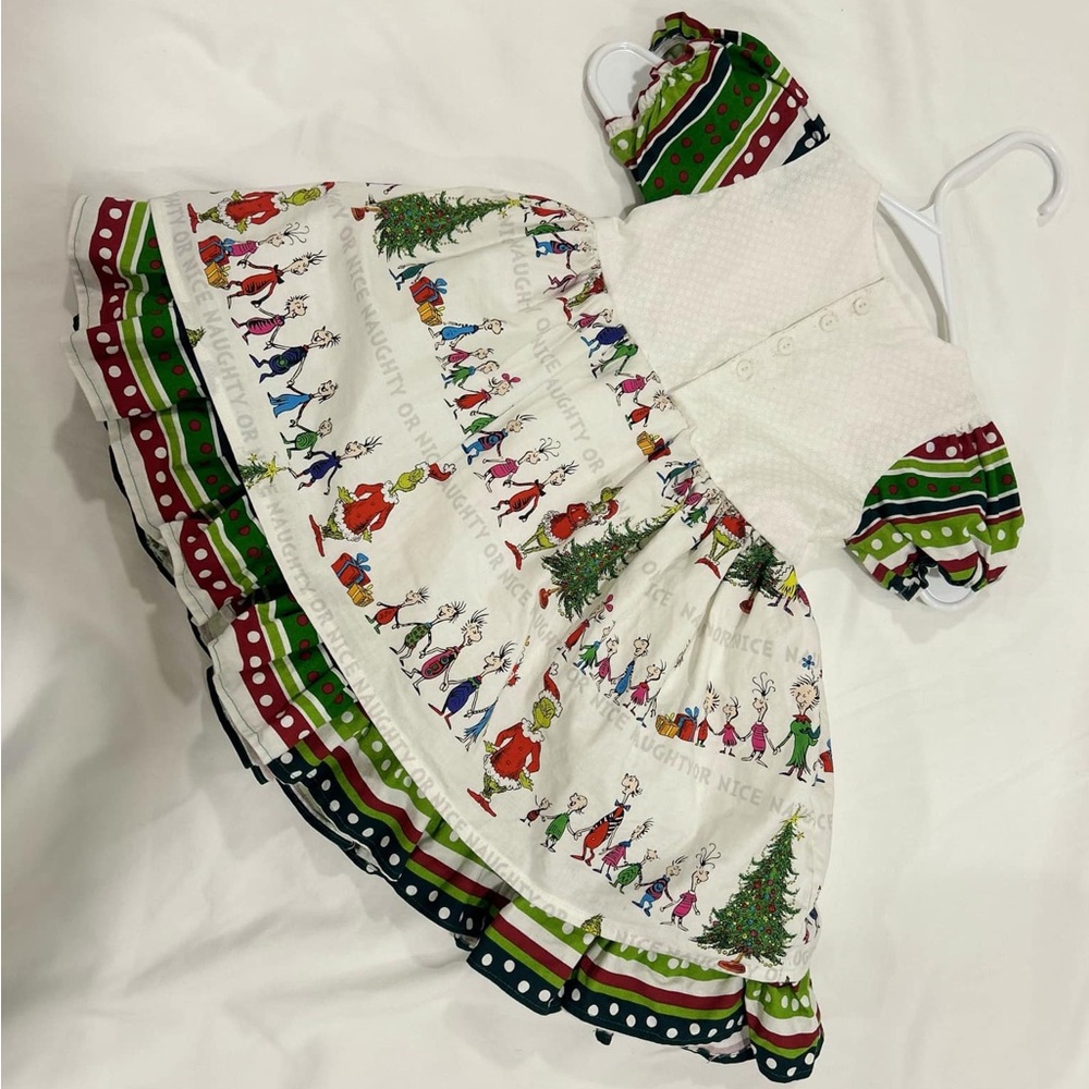 Beautiful custom made Grinch Dress ! Size 2t /3t - Picture 8 of 9